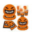 Halloween themed plate set that includes plates, cup, napkin and more for 10 guests