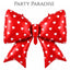 Bow Balloons 38 Inch Bow Foil Mylar Balloons Red with gold hearts, Coquette Balloon for Girl Birthday Gender Reveal Baby Shower Wedding Decorations