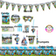 Minecraft Review Party Supplies 136pcs with themed tableware, banners, hats, candy bags, utensils, and popcorn boxes for kids' events
