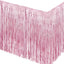 Pink Foil Fringe Table Skirt-2 pack for party decorations, birthday party supplies, wedding or baby shower decor, 18 FT length table cover