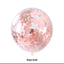 Rose Gold Confetti Balloon 12 inches 25pk, ideal for party supplies and decorations, including weddings, birthdays, and baby showers.