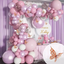 Macaron Pink Metallic Pink 3D Butterfly 102pcs balloon garland kits for party decorations and event party accessories.