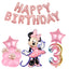 Mini Happy Birthday Balloon Garland Kit #3 with pink balloons, star foil balloons, Minnie figure, and number 3 for party decorations.