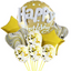 22 in 3D Happy Birthday Balloons Bouquets | Yellow, perfect for party decorations and themed celebrations, including confetti balloons.
