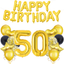 50th Birthday Balloon Bouquet -9 pcs, party supplies, balloons, birthday party decorations, gold foil number balloons, party banners