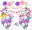 Unicorn Balloon Garland 110 pcs with party supplies, birthday decorations, perfect for themed celebrations.