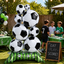 Giant Standing Soccer Ball Balloon Tower - 33"x59" Self-Supporting Football Foil Balloon with Green Field Base for Birthday Party, Sports Event, World Cup, Game Day Event Decorations