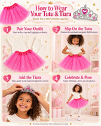 Pink tutu skirt with tiara 2 PCS set for Birthdays, Dress UP or Cosplay
