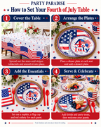 4th July Tableware Sets 91pcs for American Independence Day Party Complete Party Bundle Kits
