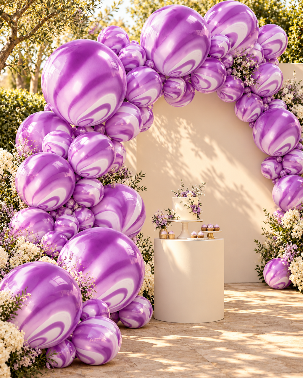 Purple Agate (Marble) Balloon 12in 100pk for Birthdays Weddings Anniversary, Holiday