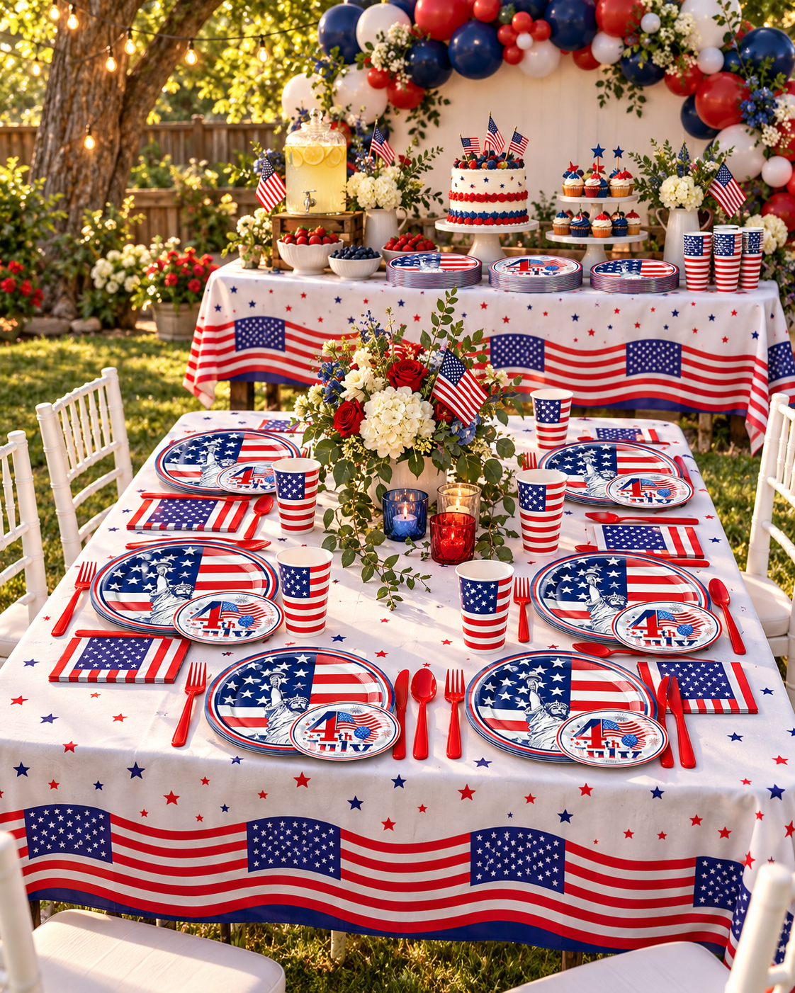 4th July Tableware Sets 91pcs for American Independence Day Party Complete Party Bundle Kits