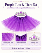 Tutu Skirt Set with Matching Tiara 2 PCS Set in Purple for Birthday Dress-up or Cosplay