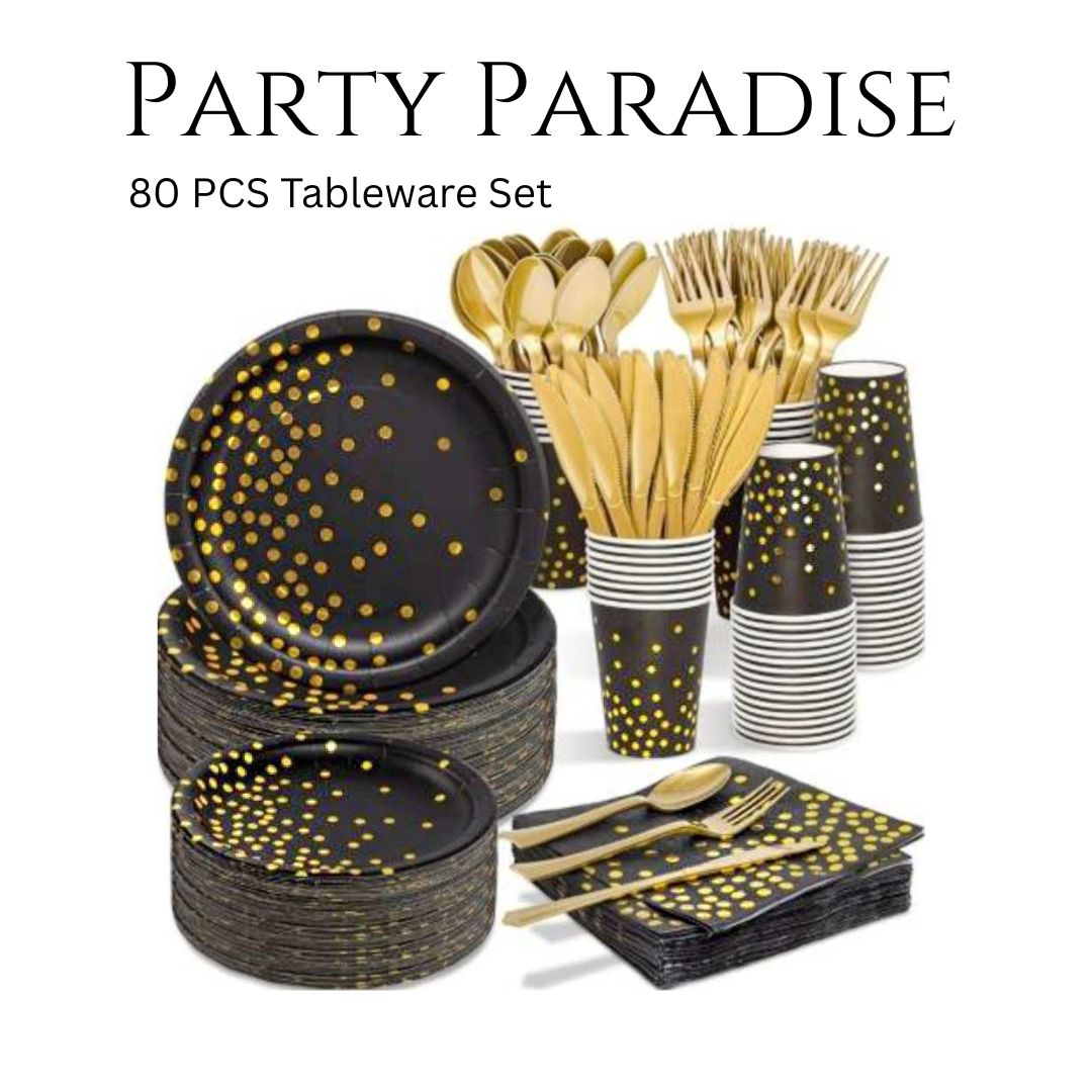 80PCS Graduation Plates and Napkins Set, 2026 Congrats Grad Disposable Tableware Set include Graduation Cap Paper Plate Napkins Cups Forks for Grad Party Supplies, Serve for 10 Guests (Black)Graduation Tableware Set