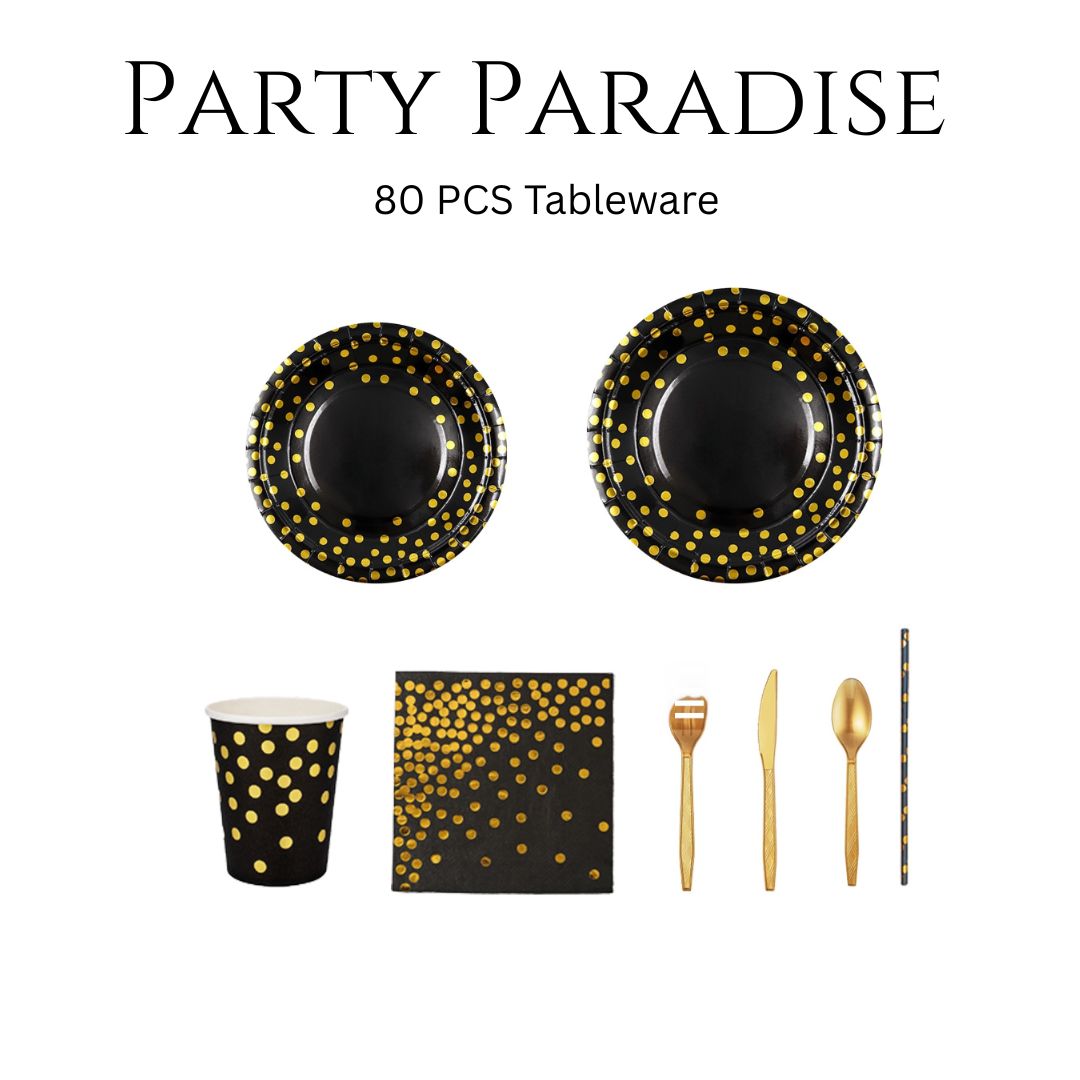 80PCS Graduation Plates and Napkins Set, 2026 Congrats Grad Disposable Tableware Set include Graduation Cap Paper Plate Napkins Cups Forks for Grad Party Supplies, Serve for 10 Guests (Black)Graduation Tableware Set