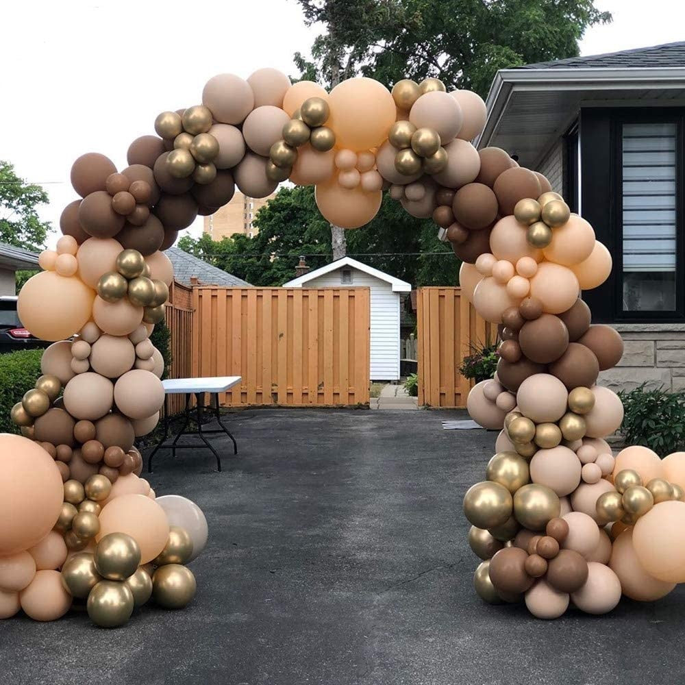 Coffee Gold Apricot Balloon Arch Garland Kit 136 pcs for Birthdays Anniversary Weddings Baby Shower Gender Reveals Graduation Prom
