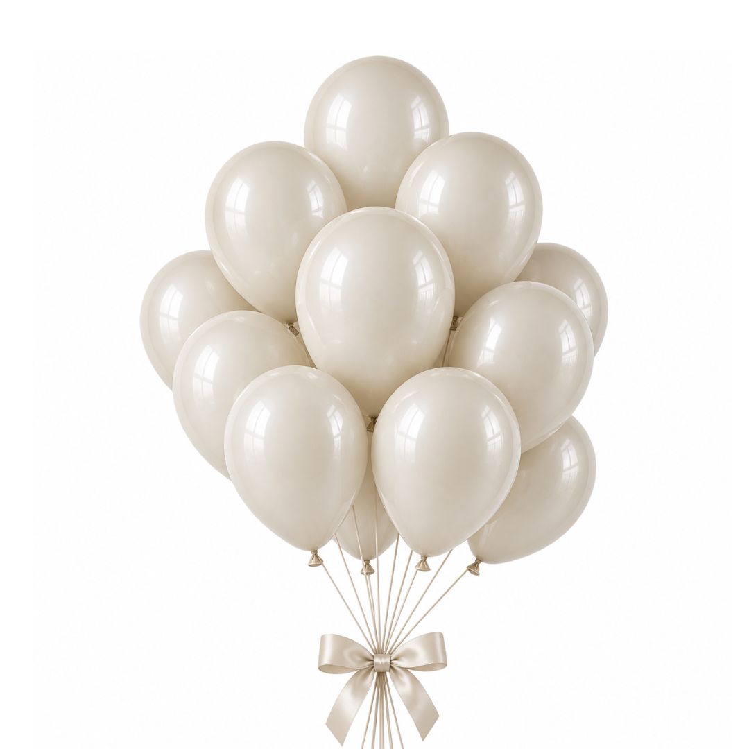Retro Balloon Natural Latex Rubber in Sand White 12" 100ct or 5" 200ct for Birthdays, Baby Shower, Anniversary, Gender Reveal, Weddings, Graduation, Prom, Bridal Showers, Bachelorette Party