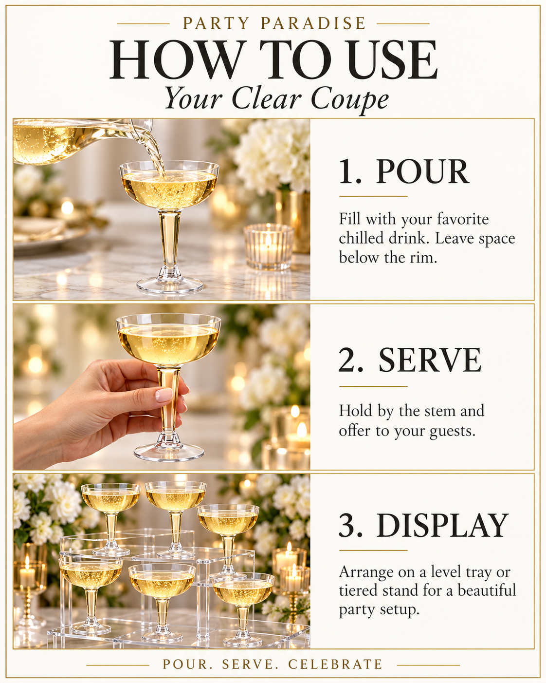 Clear Coupe Disposable drinkware for Cocktails Wedding Parties 20 PCS