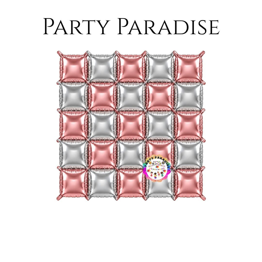 Double-Sided Two-Tone Square Foil Balloons Grid Background Wall for Party 19inch Squares, 25PCS