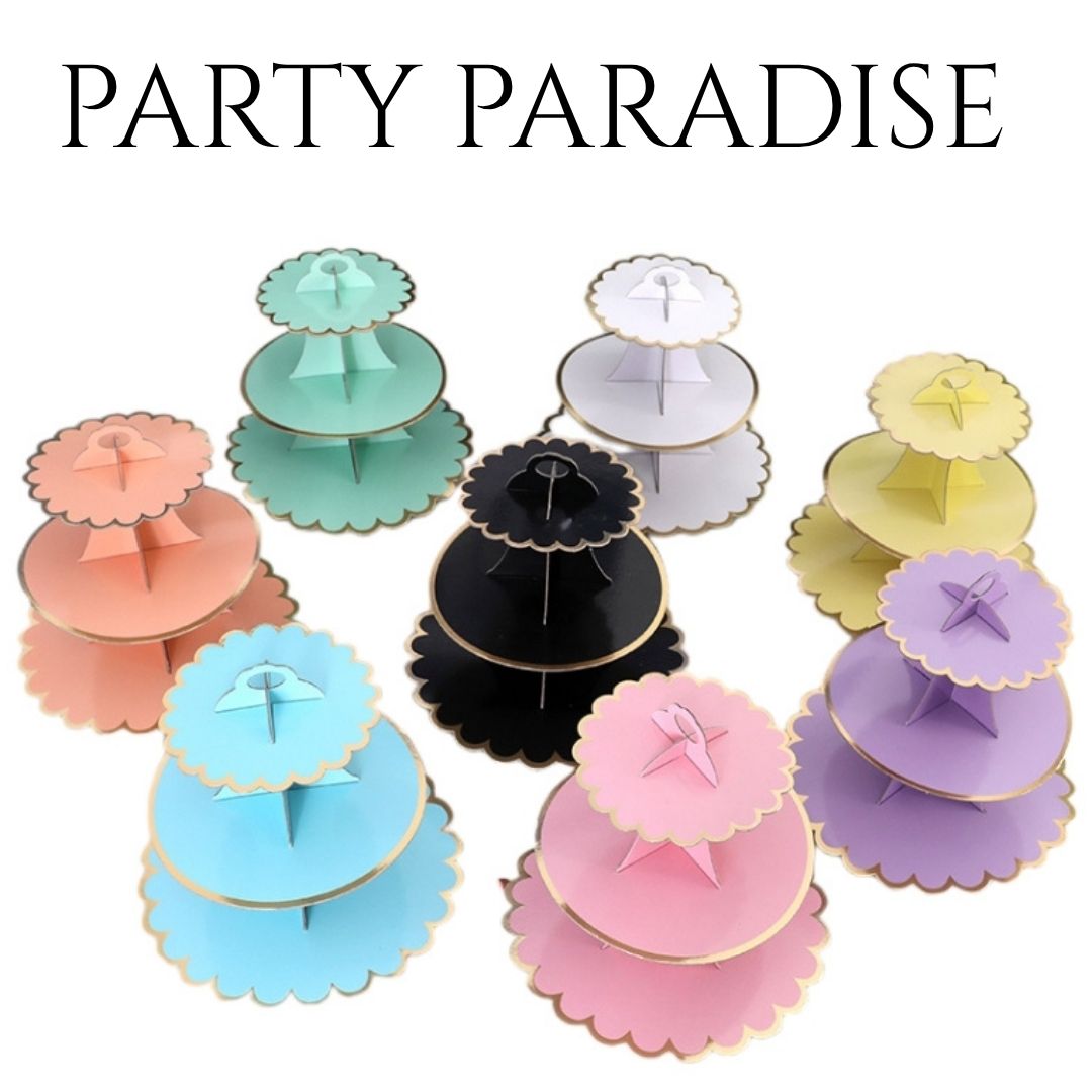 3 tiers Cupcake, dessert, treat, cake pops stand for birthdays baby shower bridal event Main image