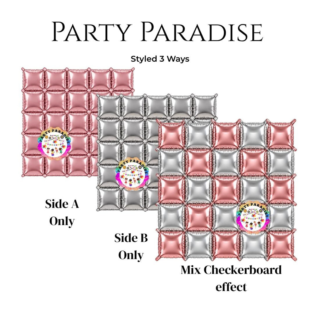 Double-Sided Two-Tone Square Foil Balloons Grid Background Wall for Party 19inch Squares, 25PCS