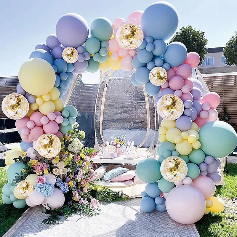 Beautiful Macaron multicolor Balloon Arch Garland Kit 117pcs Birthday Backyard Parties Easter Princess Birthday Garden Party