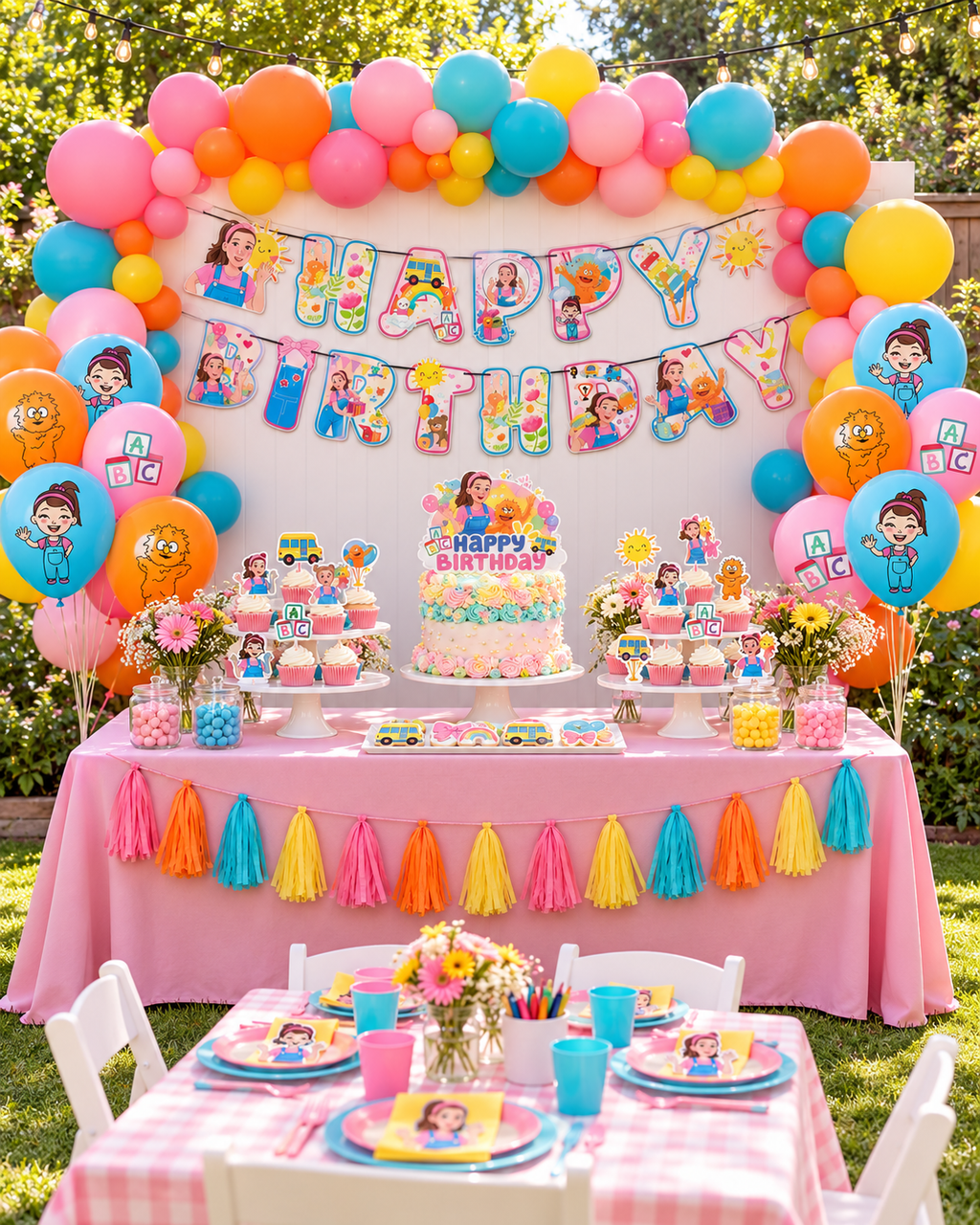 English Teacher Birthday Party Balloon Decoration for Kids Birthday including Banner, Cake topper, Balloons Cupcake Toppers 41pcs