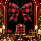 The Christmas Bow Balloon 93.3cm x 76.1cm Buffalo Plaid/Red Black Gingham Balloon for Christmas Party Family Photoshoot