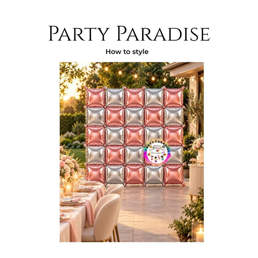 Double-Sided Two-Tone Square Foil Balloons Grid Background Wall for Party 19inch Squares, 25PCS