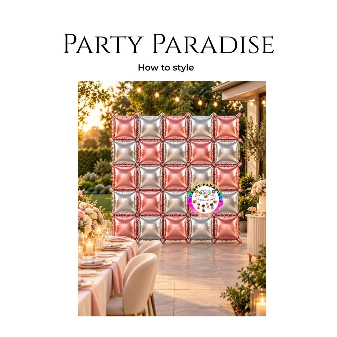 Double-Sided Two-Tone Square Foil Balloons Grid Background Wall for Party 19inch Squares, 25PCS