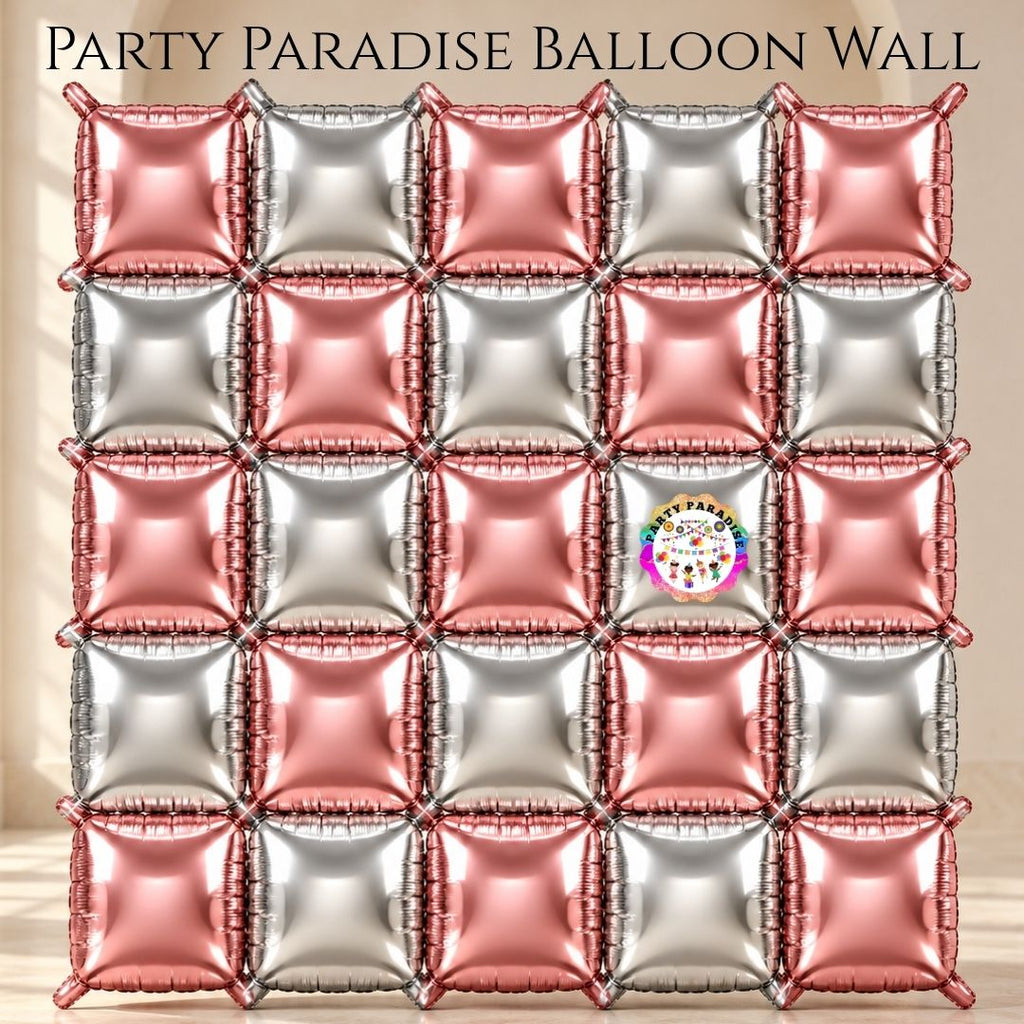 Double-Sided Two-Tone Square Foil Balloons Grid Background Wall for Party 19inch Squares, 25PCS