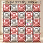 Double-Sided Two-Tone Square Foil Balloons Grid Background Wall for Party 19inch Squares, 25PCS
