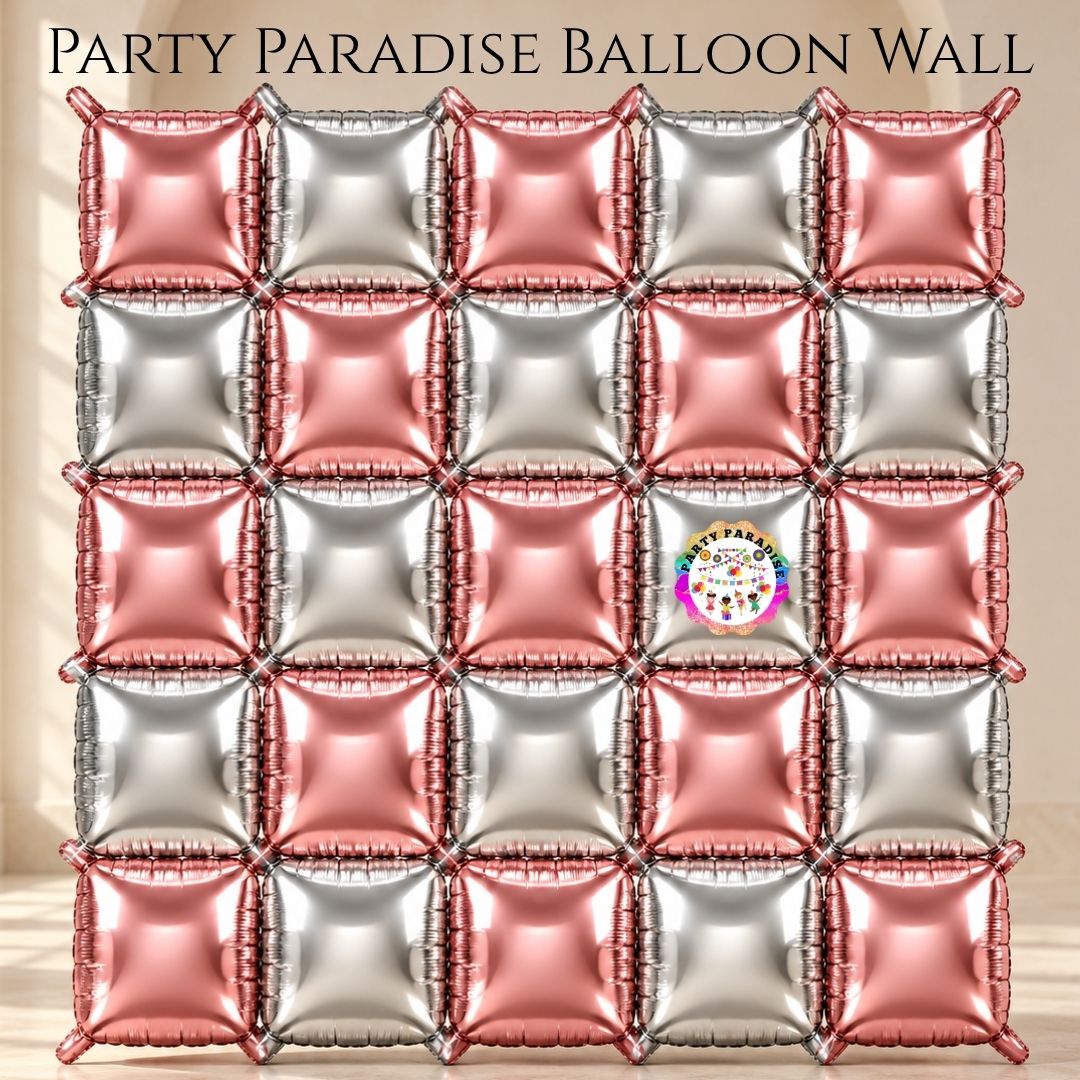 Double-Sided Two-Tone Square Foil Balloons Grid Background Wall for Party 19inch Squares, 25PCS