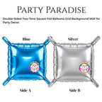 Double-Sided Two-Tone Square Foil Balloons Grid Background Wall for Party 19inch Squares, 25PCS