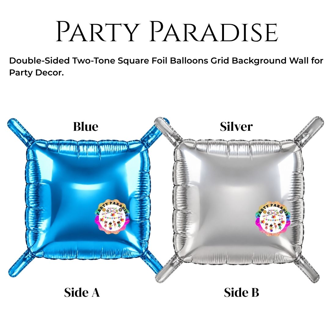 Double-Sided Two-Tone Square Foil Balloons Grid Background Wall for Party 19inch Squares, 25PCS