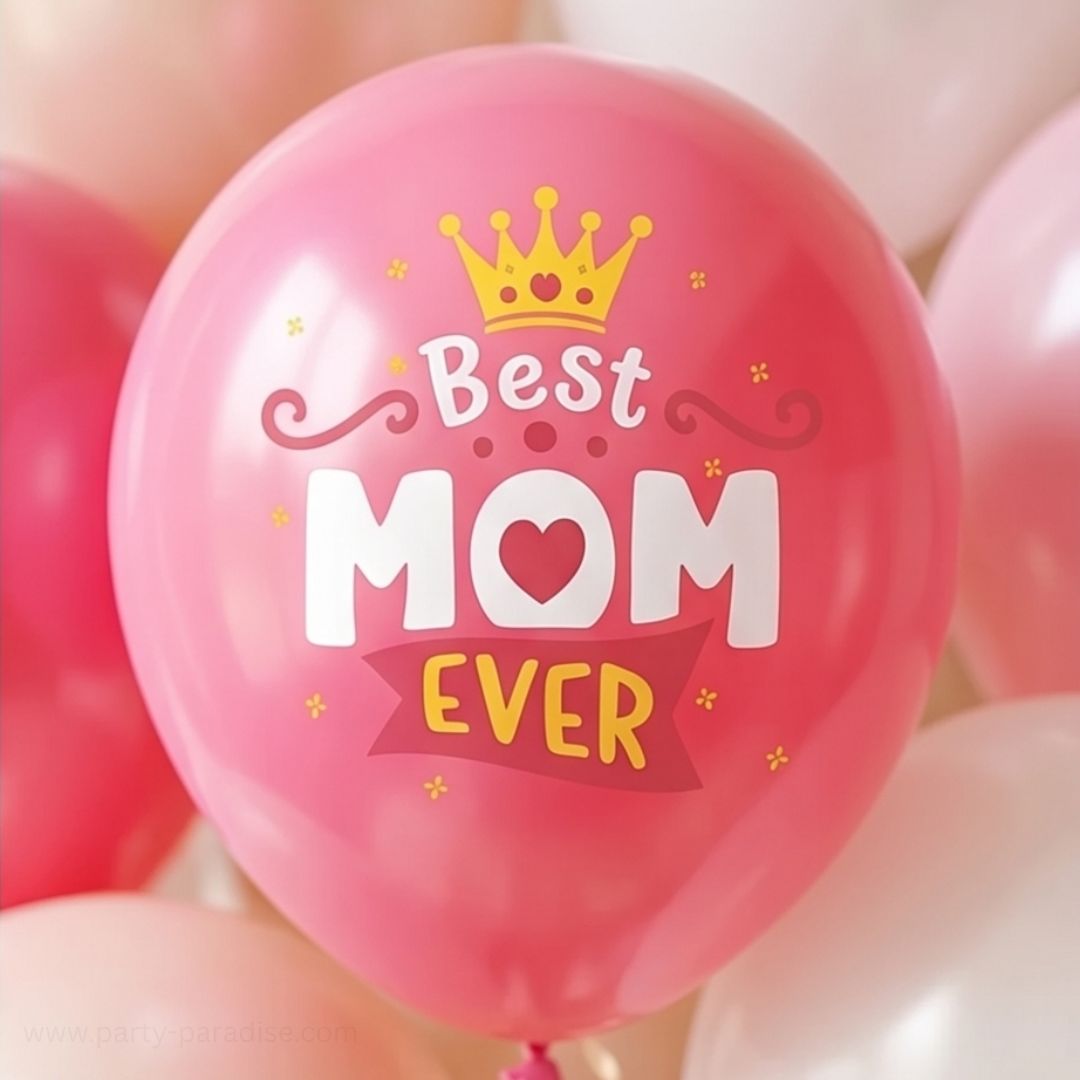 Mother's Day Balloons, 12 Inch Mom Latex Balloons, Best Mom Ever Printed Decorations for Mother's Theme Party Supplies and Arch Decorations Main image