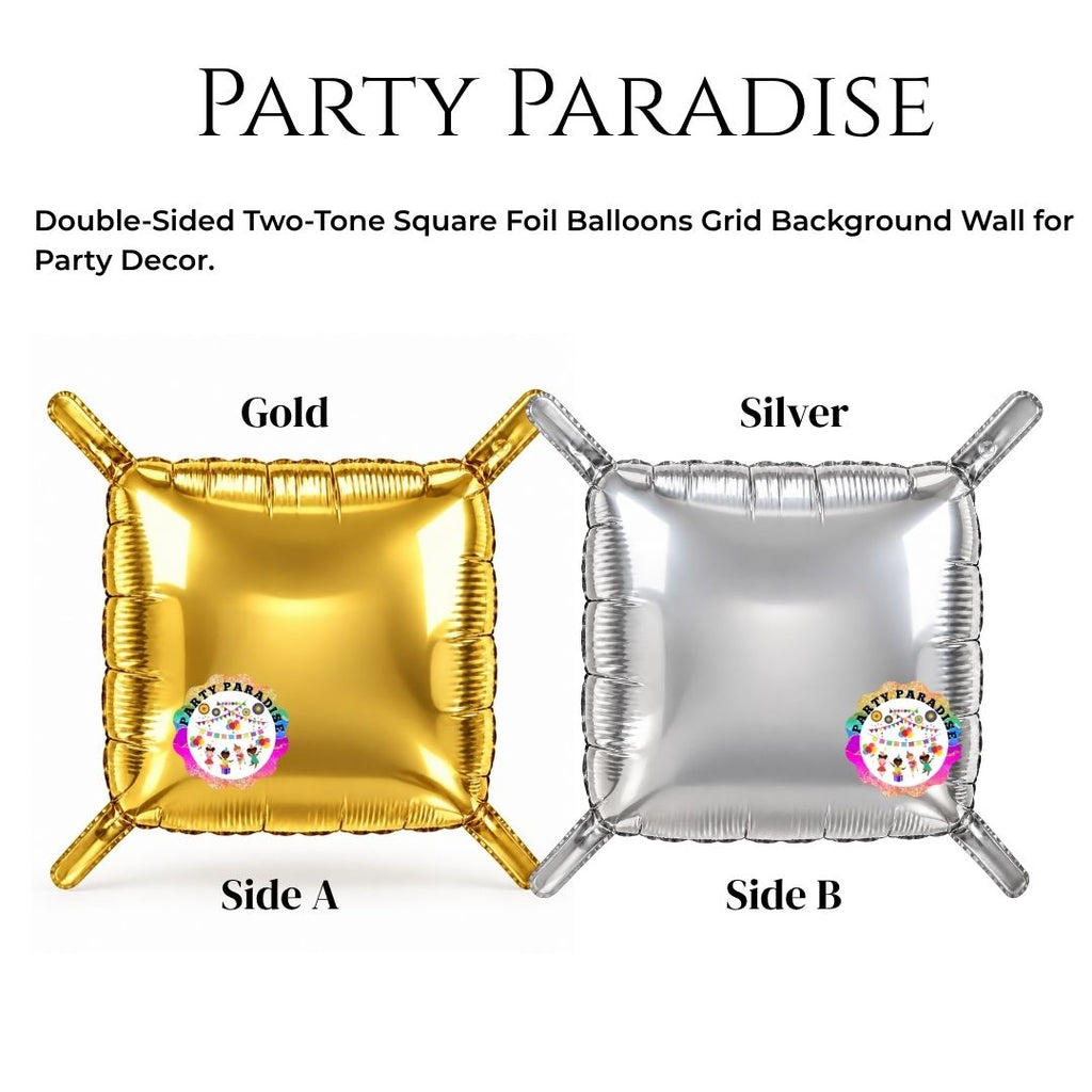 Double-Sided Two-Tone Square Foil Balloons Grid Background Wall for Party 19inch Squares, 25PCS