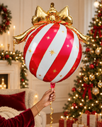 Red White and Gold Christmas Ornament Inflatable Balloons for Holiday Parties