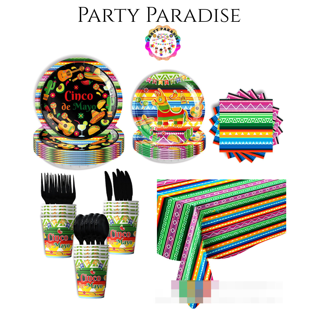 Cinco de Mayo Tableware Set Party Kit 135pcs for Birthdays Mexican Carnival Fiesta Festival Secondary image