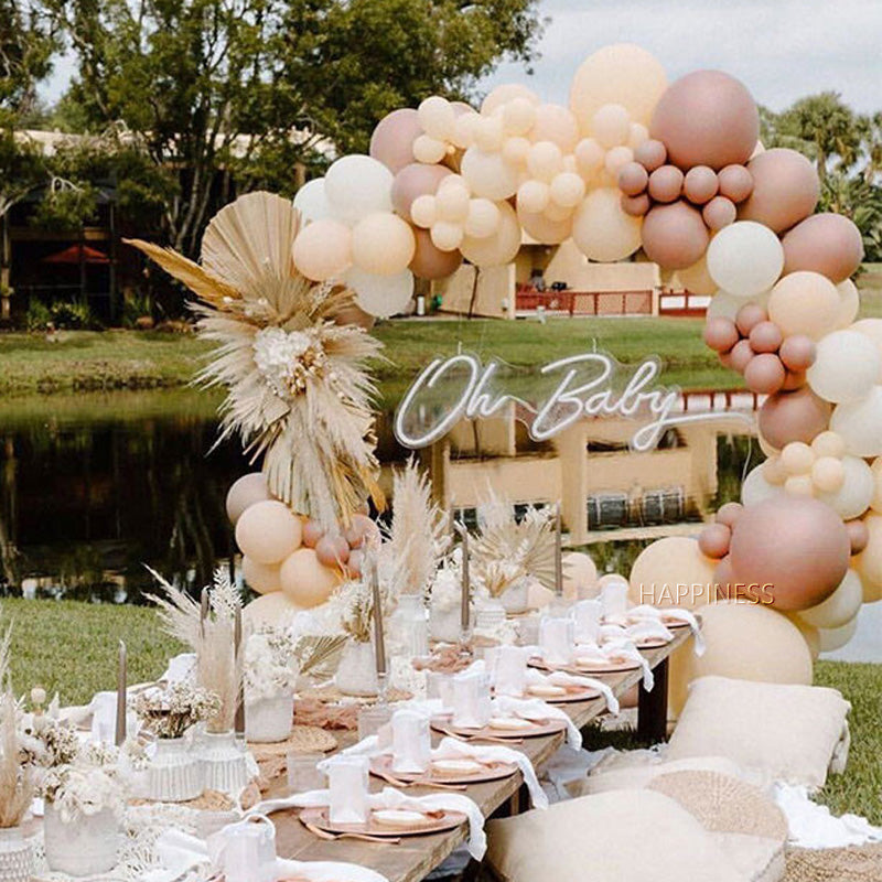Rose Gold Matte White Balloon Arch Kits 118 pcs for Baby Shower Gender Reveal Anniversary Birthday Bridal Shower Prom Graduation