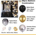 Matte Black, Metallic Gold, Agate Black 120 pcs Balloon Garland Kit