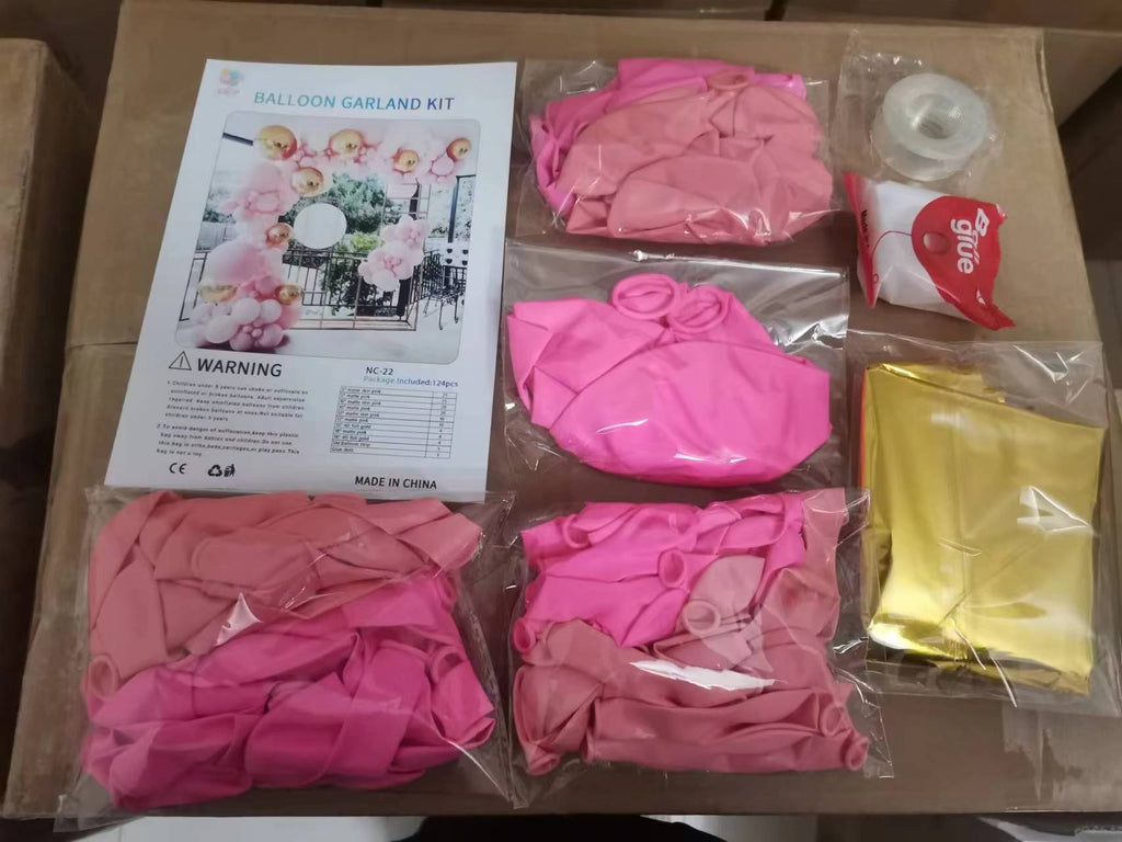 Matte Pink and foil Gold Balloon Garland Kit 124 pcs for Birthdays Gender Reveal Baby Shower Weddings Anniversary Bridal Shower