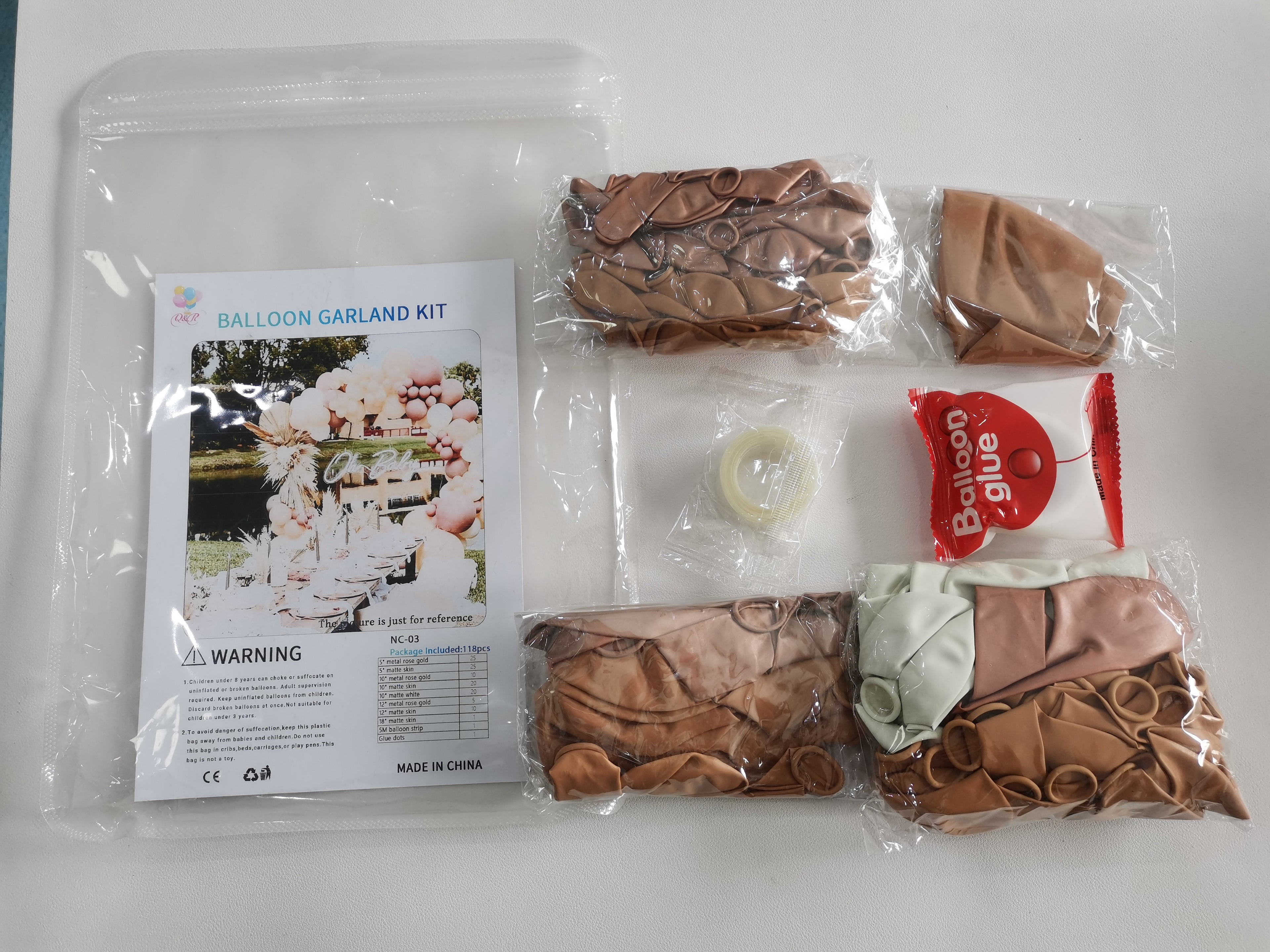 Rose Gold Matte White Balloon Arch Kits 118 pcs for Baby Shower Gender Reveal Anniversary Birthday Bridal Shower Prom Graduation