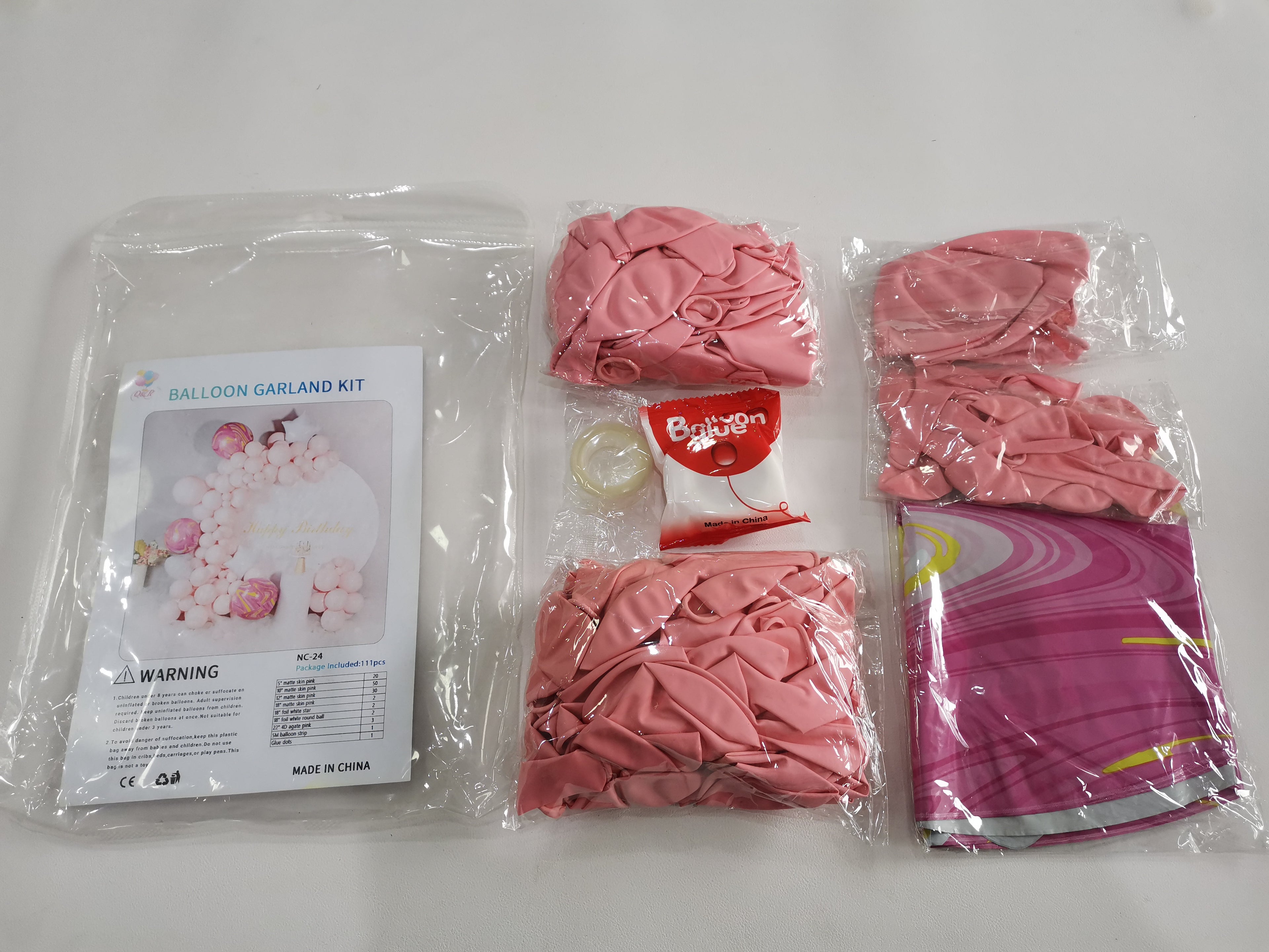 Balloon Garland Pastel Pink 4D Marbling Balloon Garland Kit 111pcs For Birthdays Baby Shower Bridal Party