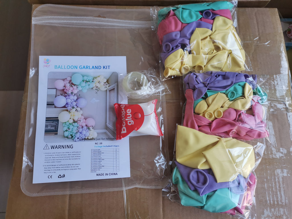 Macaron Pastel Color  Balloon Arch Garland Kit 135 pcs for Birthdays Princess Party Backyard Party Summer Parties Easter Hosting
