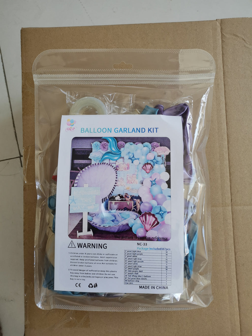 Mermaid Theme Balloon Garland Kit 87 pcs for Birthday Party Princess Mermaid Party Underwater Mermaind