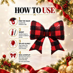 The Christmas Bow Balloon 93.3cm x 76.1cm Buffalo Plaid/Red Black Gingham Balloon for Christmas Party Family Photoshoot
