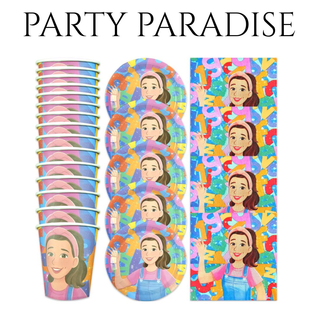 40 Pcs Party Decorations Cartoon Teacher Plates and Napkins Happy Birthday Tableware Set Decor Supplies for Birthday Main image
