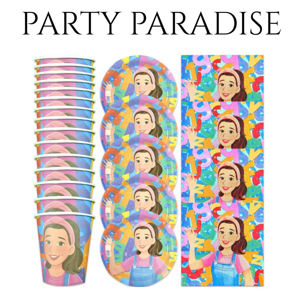 40 Pcs Party Decorations Cartoon Teacher Plates and Napkins Happy Birthday Tableware Set Decor Supplies for Birthday