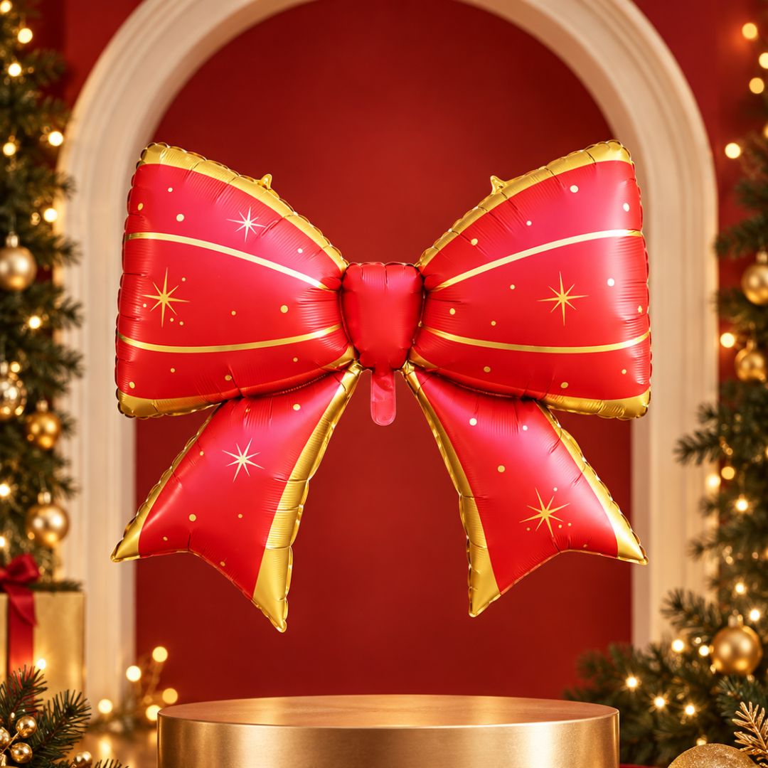 Christmas Sparkle Bow in Red and Gold for Christmas Party Photoshoot Main image