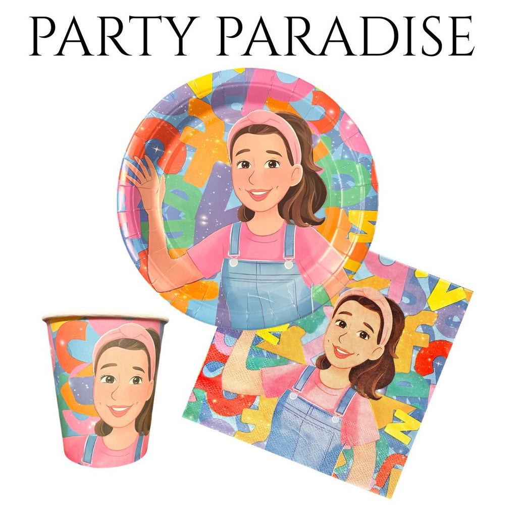 40 Pcs Party Decorations Cartoon Teacher Plates and Napkins Happy Birthday Tableware Set Decor Supplies for Birthday